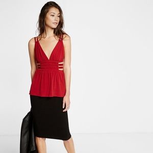 Strappy Ruched Deep V Cami